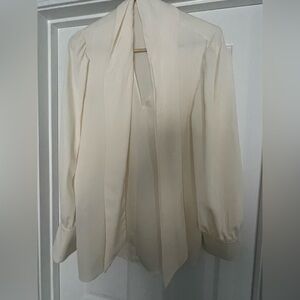 Mango Cream Tie-Neck Blouse